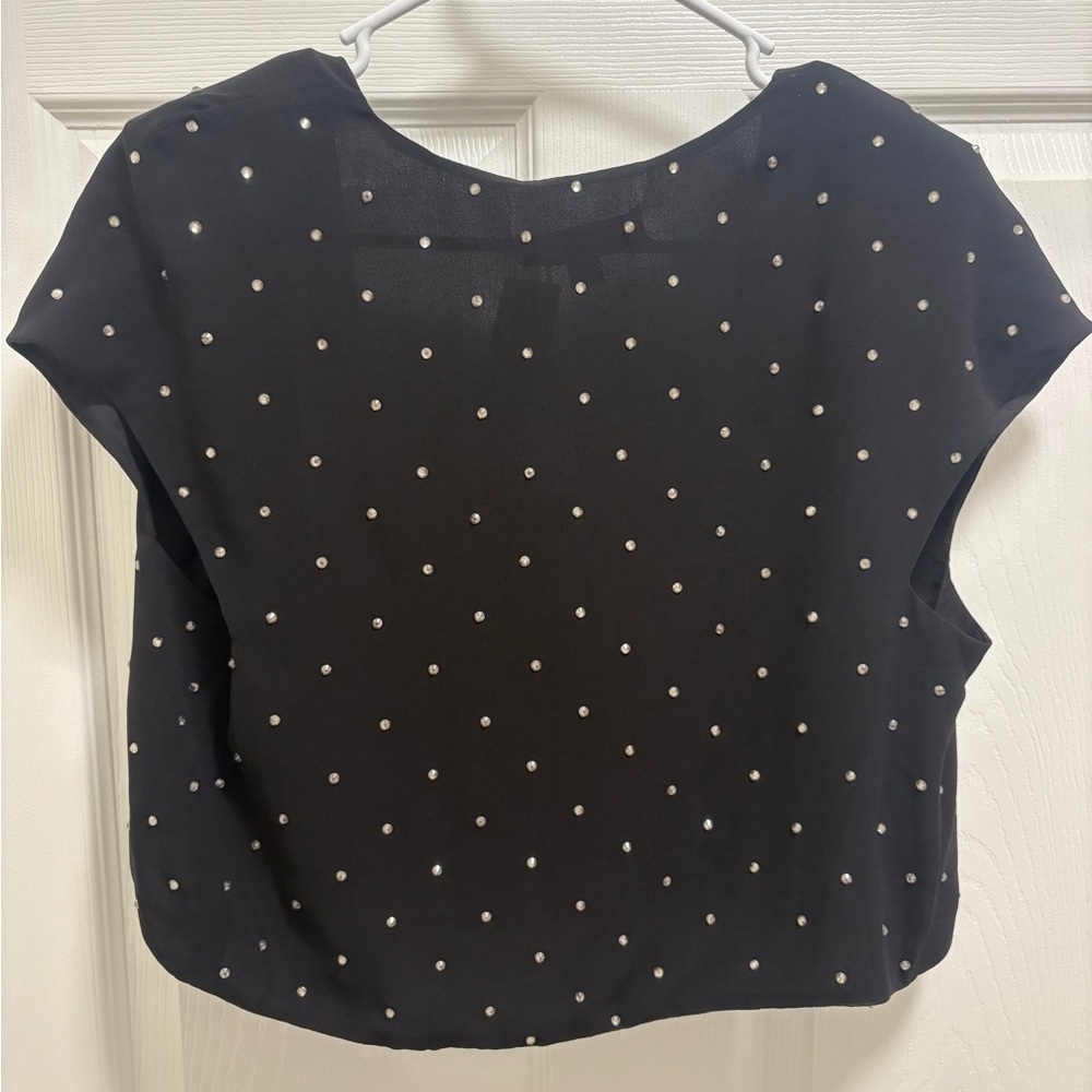 Black Rhinestone Short sleeve shrug top